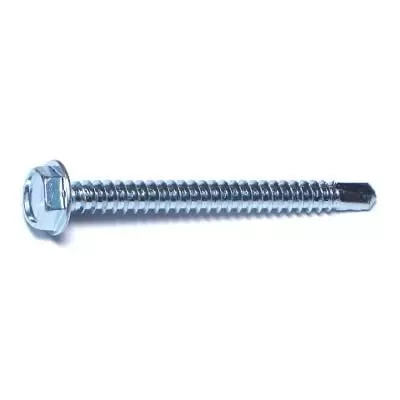 #10-16 X 2 Zinc Plated Steel Hex Washer Head Self-drilling Screws – 100 Count