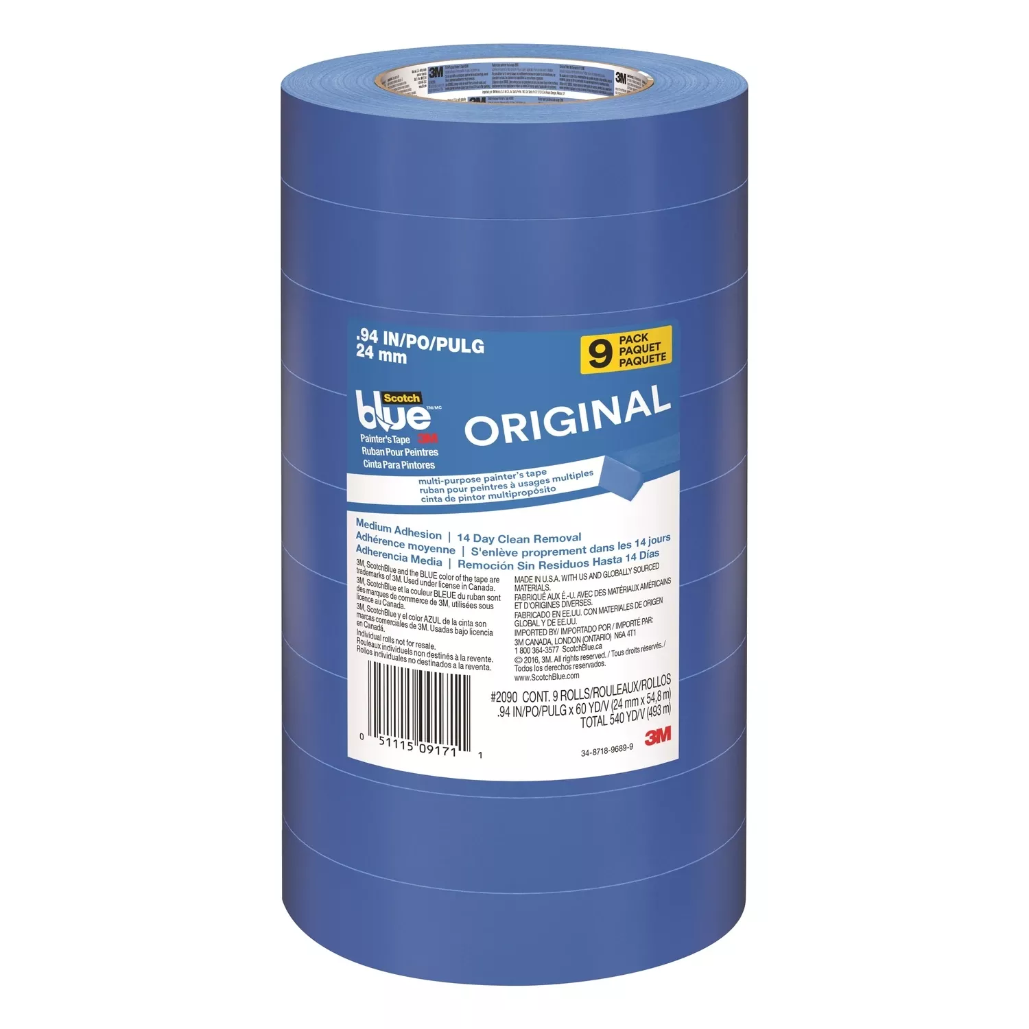 .94 In. W X 60 L Blue Medium Strength Painter’s Tape 9 Pk