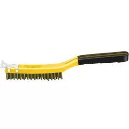 Allway 3 x 19 Row Brass Wire Brush w/Scraper & Soft Grip Handle